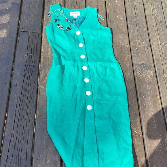 👗Willi Smith Vintage Linen DRESS 👗  Nordstroms VNPLC SZ 8 Embroidered - Picture 8 of 16